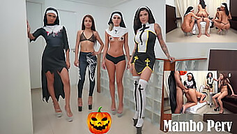 Sexo Grupal Temático De Halloween Con Monjas Y Un Negro Ob230